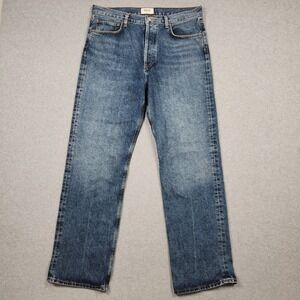 Agolde Jeans Womens 29 (34x30) Blue Fran High Rise Button Fly Straight Leg
